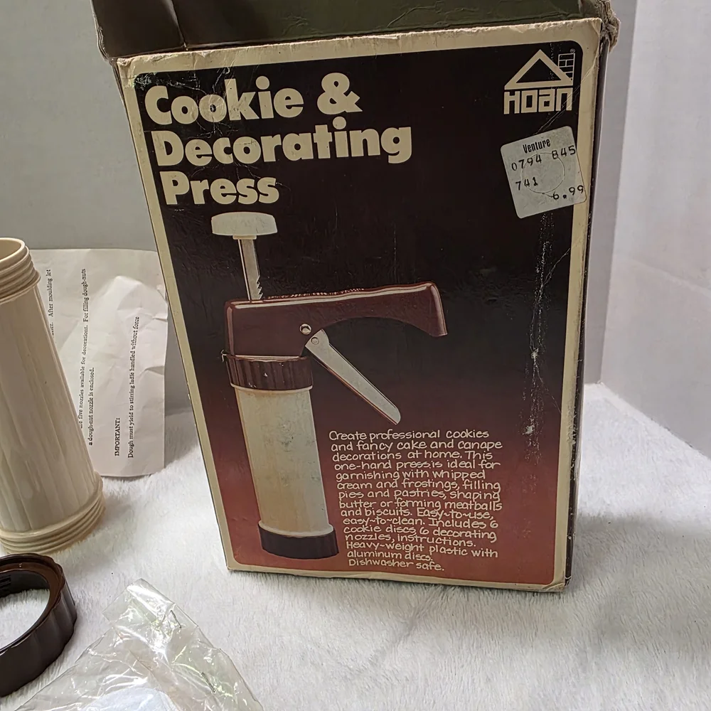 Vintage Hoan Cookie & Decorating Press 1979‎ 3 Discs 6 nozzles Style 25151